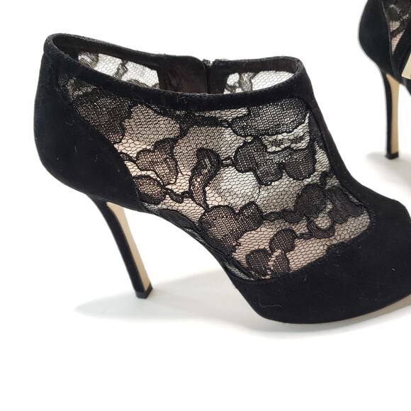 Kate Spade Florentina Lace Peep Toe Bootie Black Italy Suede Women 5.5 - Picture 6 of 9